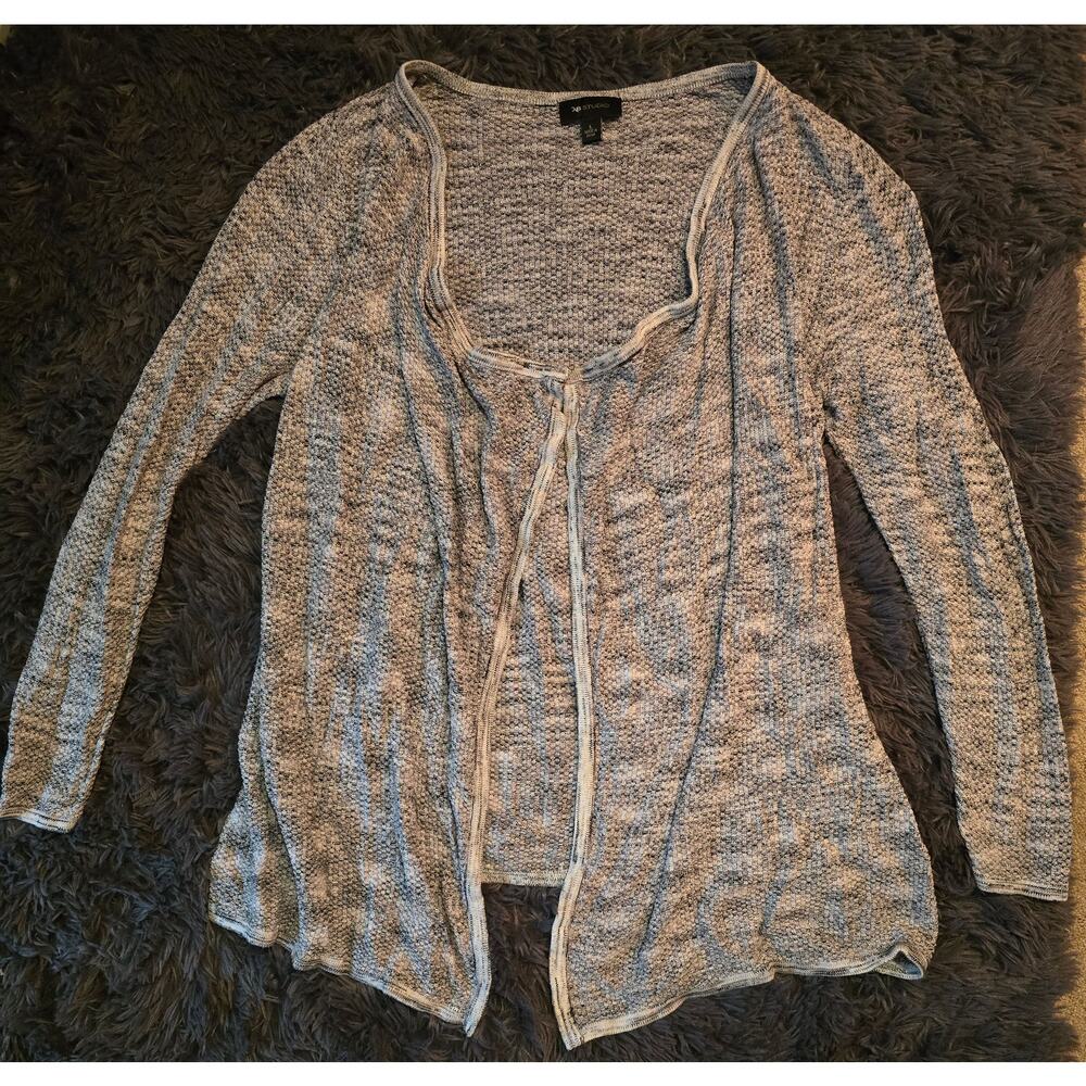 #006 Excellent Pre-Owned Gray, Black & White AB Studio Sweater Shrug Size L